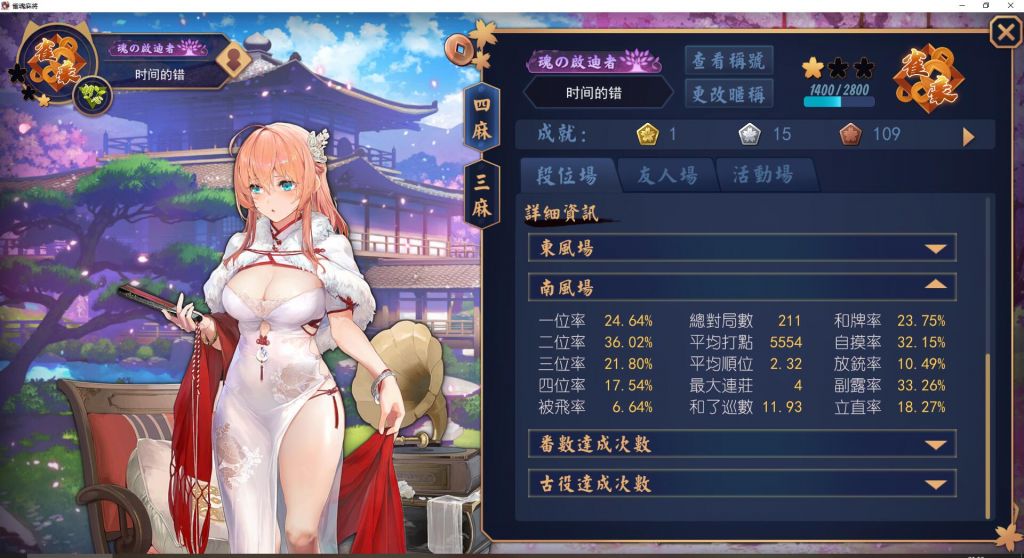 雀魂上豪了沐浴更衣准备明日入玉做鱼话说相原舞这性格有点危险啊