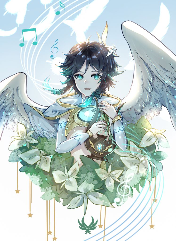 同人创作神装温迪诗人与风花