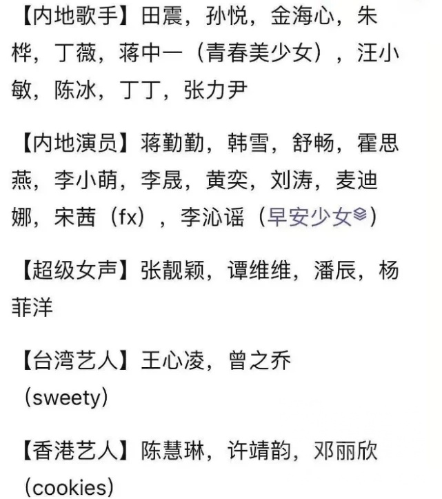 浪姐3曝光拟邀名单