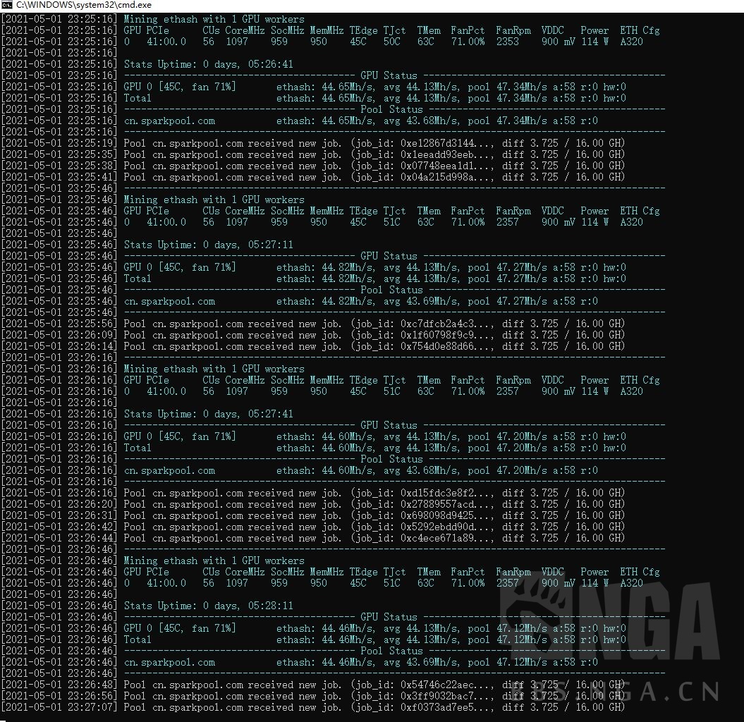 挖矿求助vega56怎么设置算力都只有45左右求大佬指导
