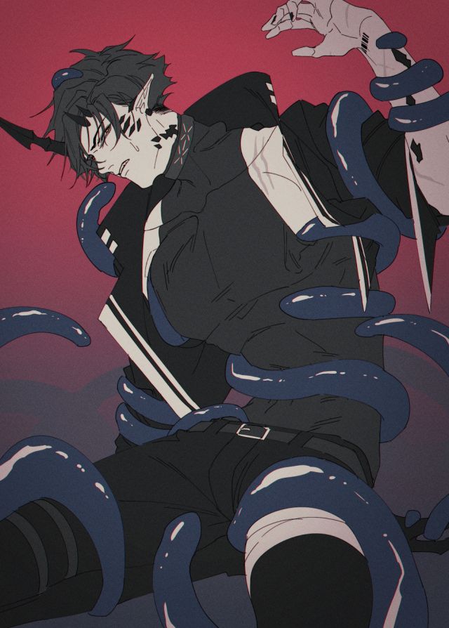 同人绘画被触手晕眩的炎客