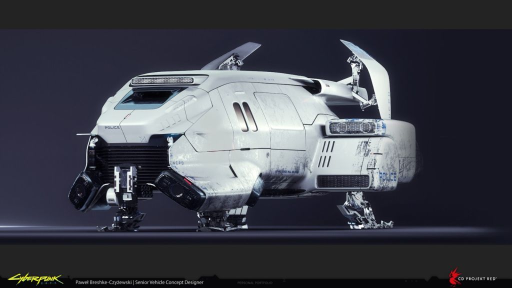赛博朋克2077新概念图展示未曾出现的军用飞行器