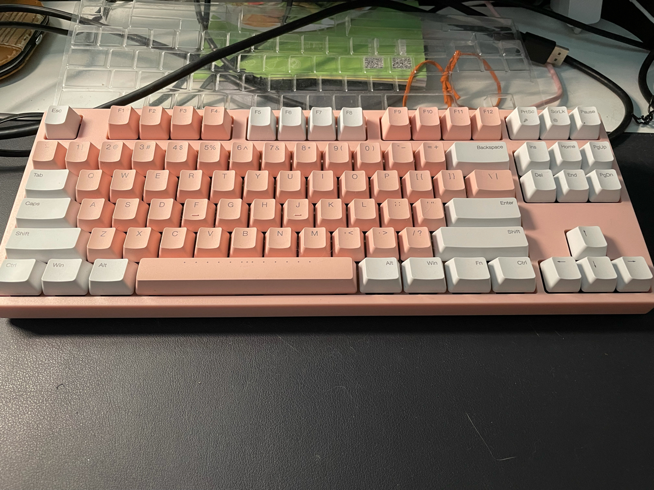 暂出出一把ikbc87键茶轴白色粉色二选一