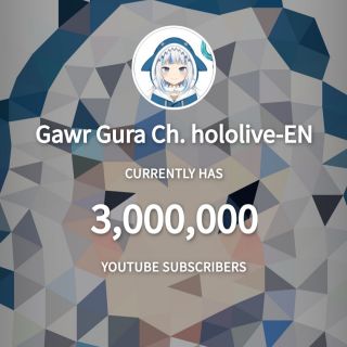 [新闻] gawr gura(噶呜·古拉)youtube三百万订阅达成