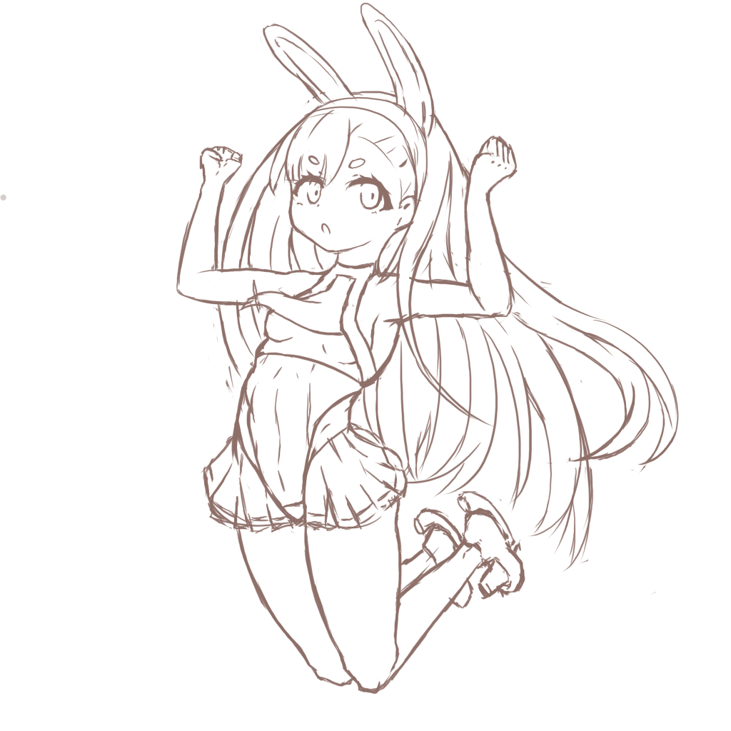 画了岛风的草稿画完了