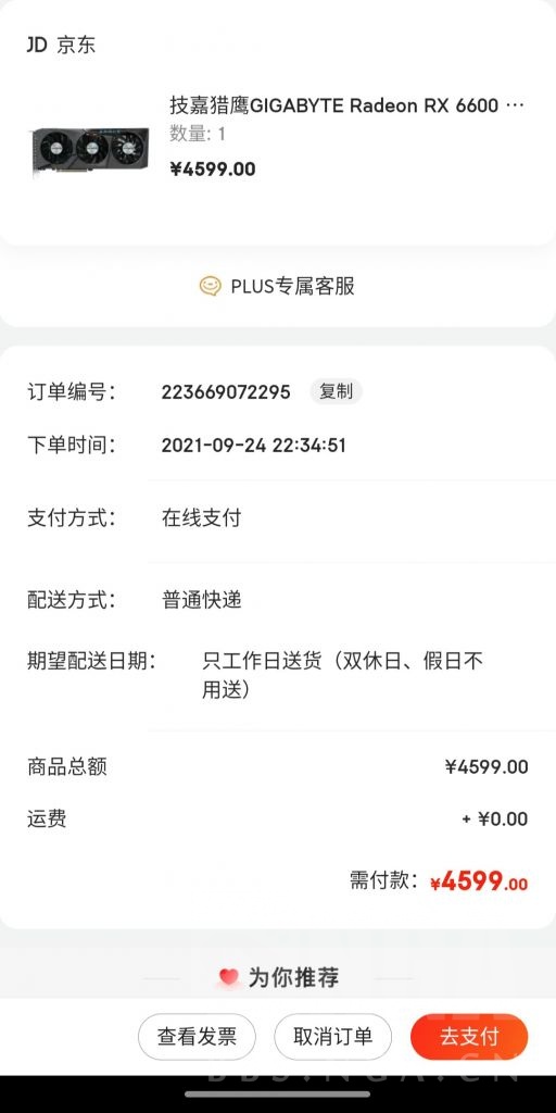 京东代下单6600xt成功