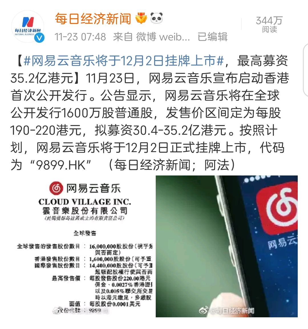 网易云音乐上市