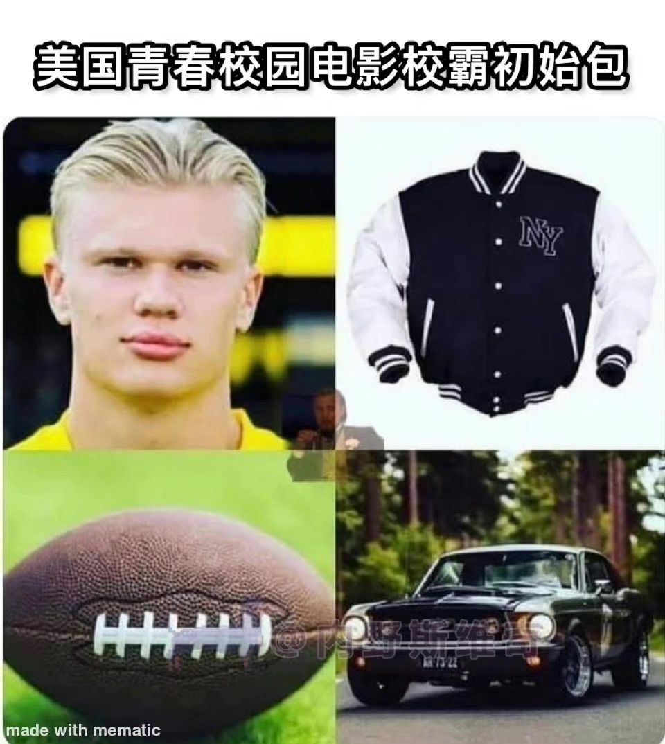 哈兰德这长的蛮像青春校园剧里的恶霸和恐怖片第一个死的体育工具人