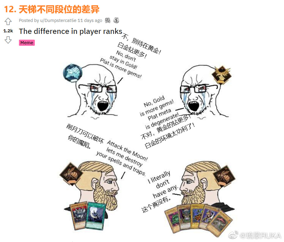 多图预警个人渣翻游戏王md梗图翻译第二期猛男们解释闪刀姬好在哪儿