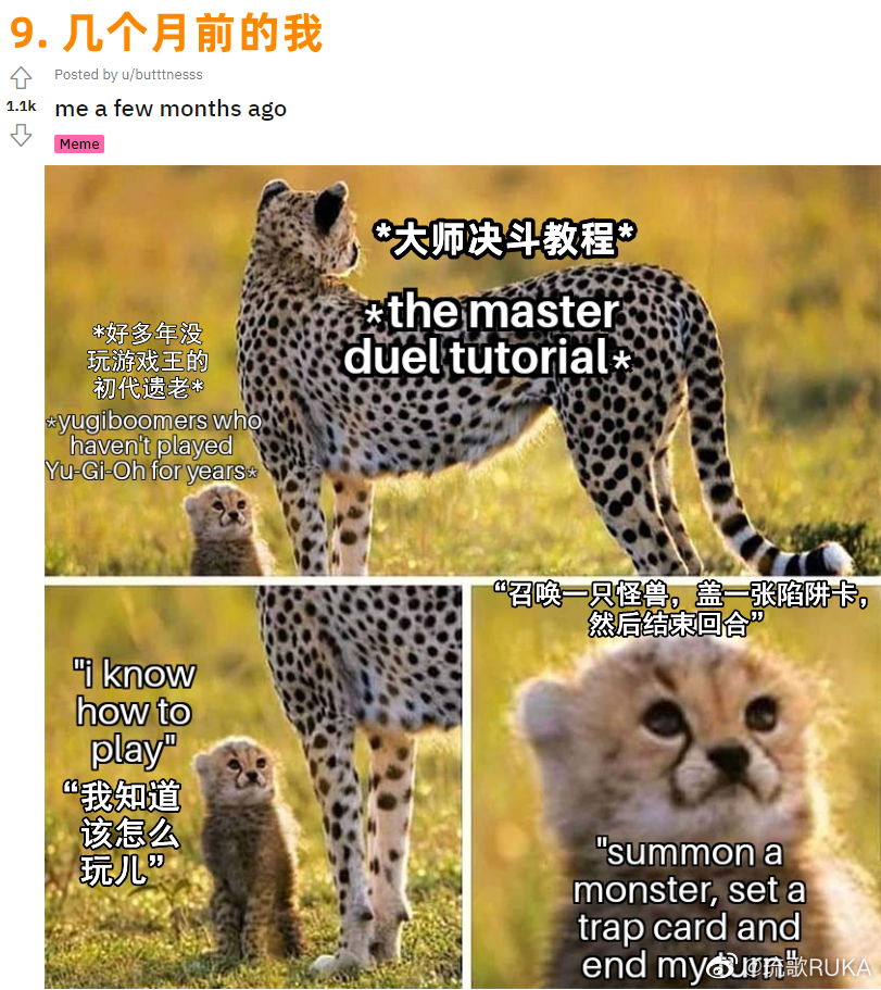 个人渣翻:[游戏王md梗图翻译]第九期 大师决斗的策略阵营九宫格