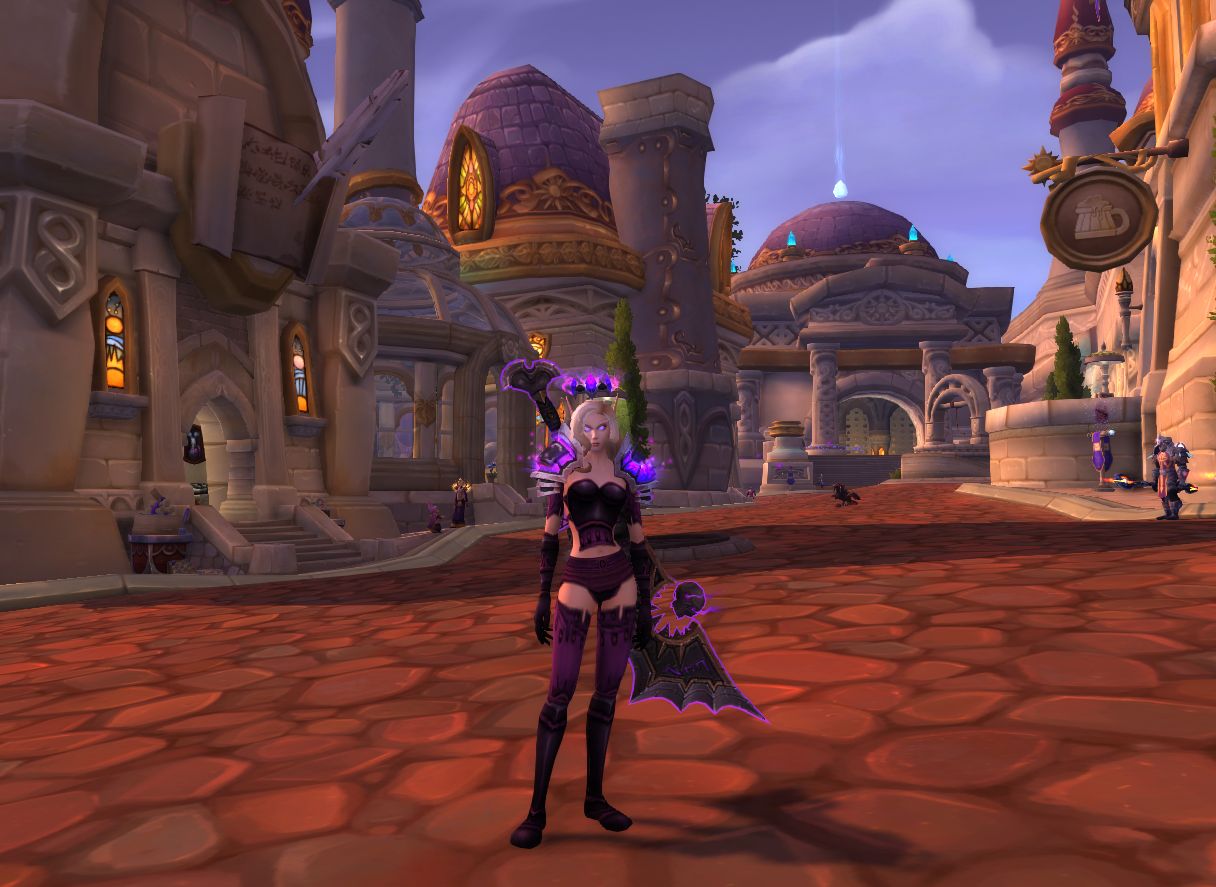 血精灵骑士紫色板甲幻化白皮肤和黑暗游侠皮肤对比