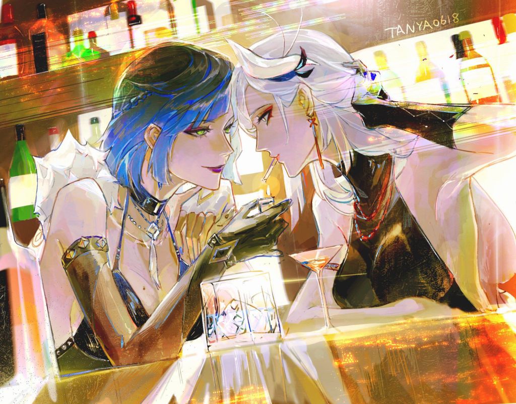 插画搬运申兰cp预警酒吧里的美丽传说