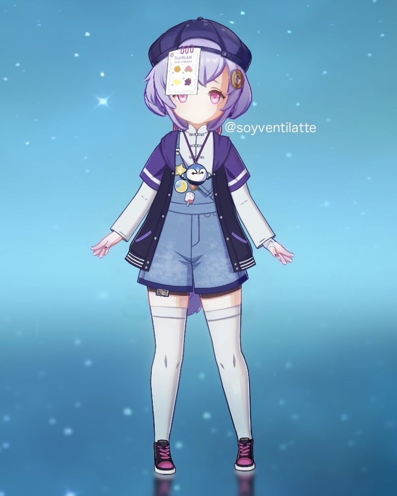 插画搬运蒙牛原神联动七七巧冰奇缘皮肤自制