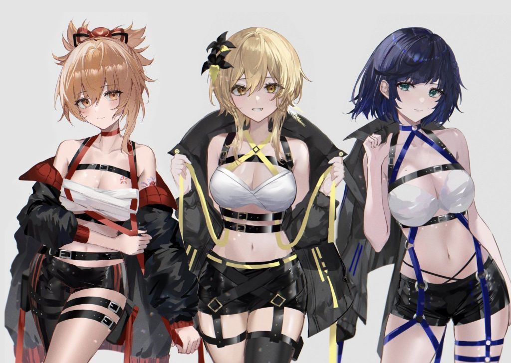 插画搬运红黄蓝皮衣组