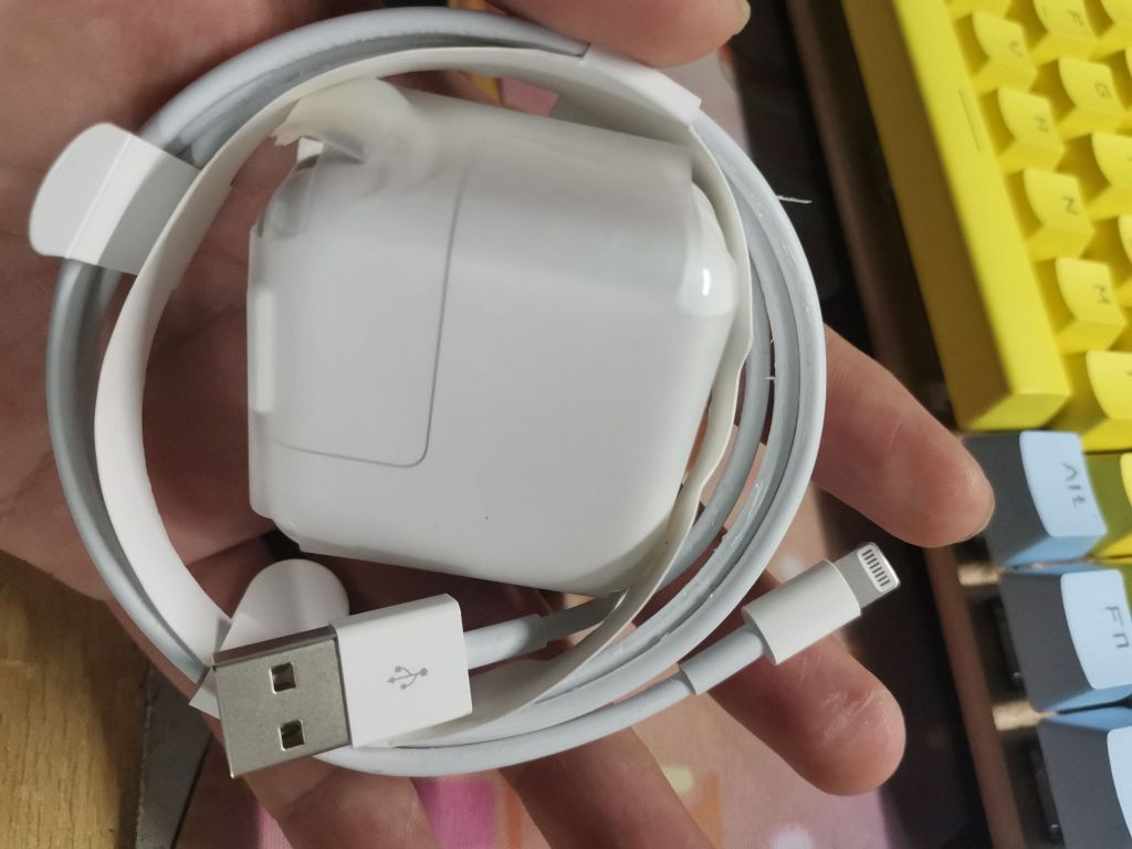 试出一个未撕膜苹果10w充电器原装线