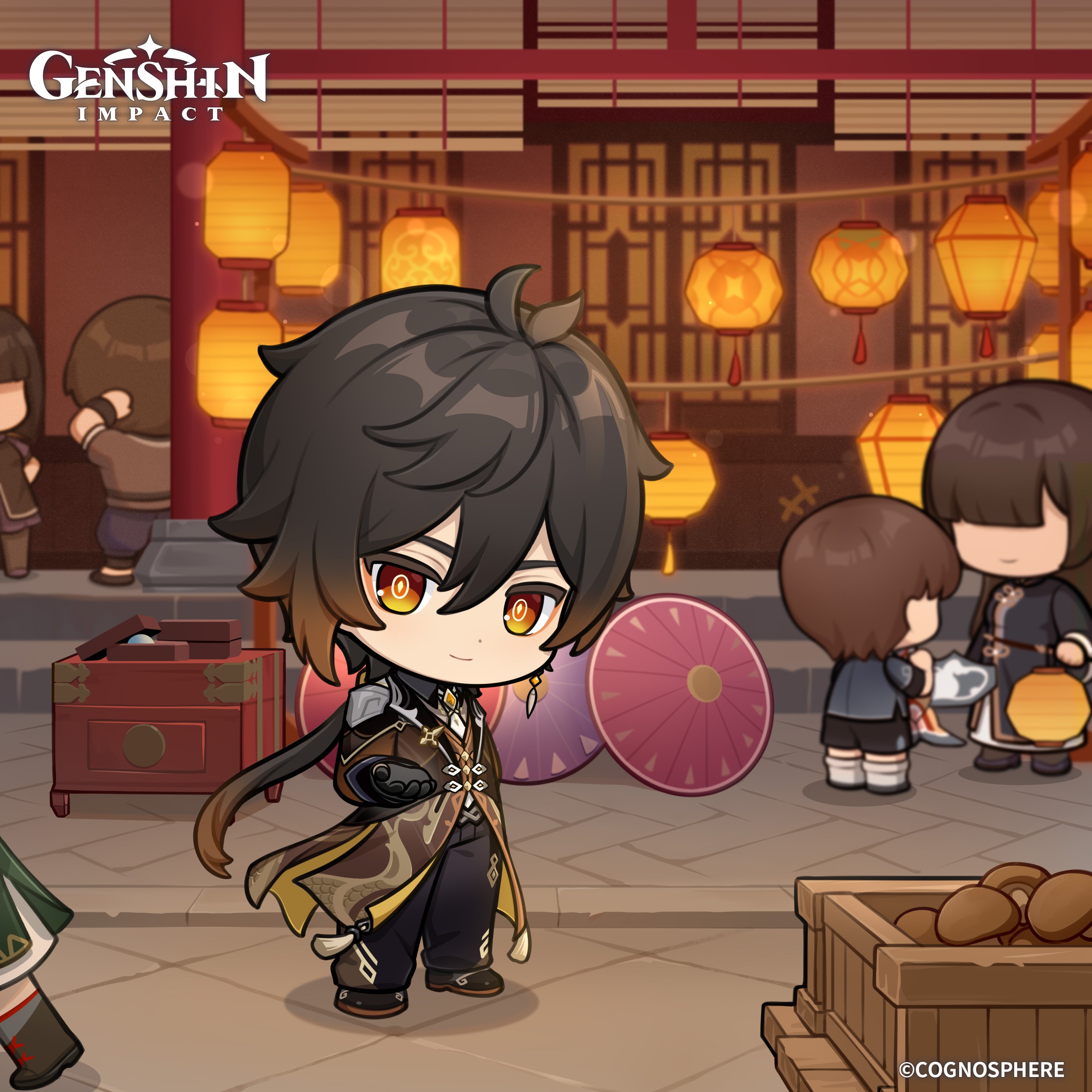 插画搬运推上的官方钟离q版生贺图