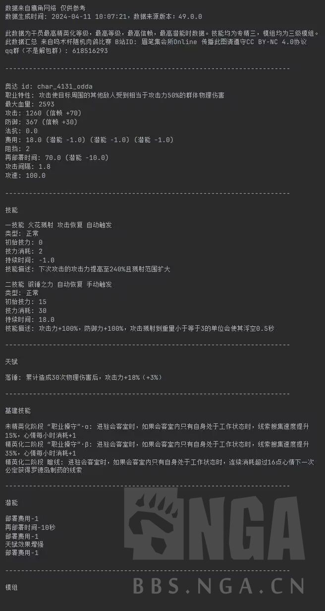数据讨论新分支5星奥达感觉会是羽毛笔龙舌兰级别的更像白铁炮台