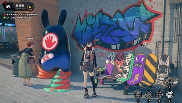 不仅音乐大量使用hip-hop风格,场景美术也是街头涂鸦风:说到场景美术