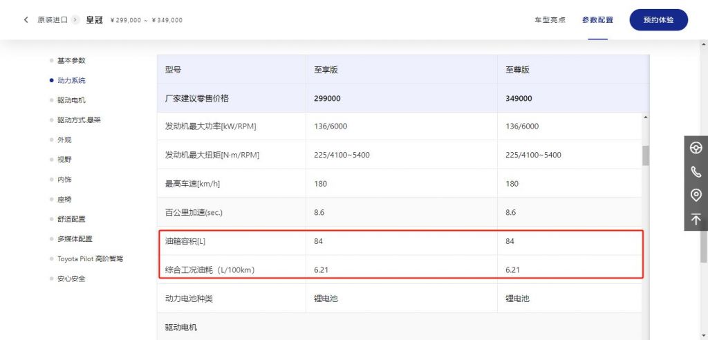 看了一下合资车阵营,似乎只有皇冠sedan原厂84l大油箱可以比一比吧?