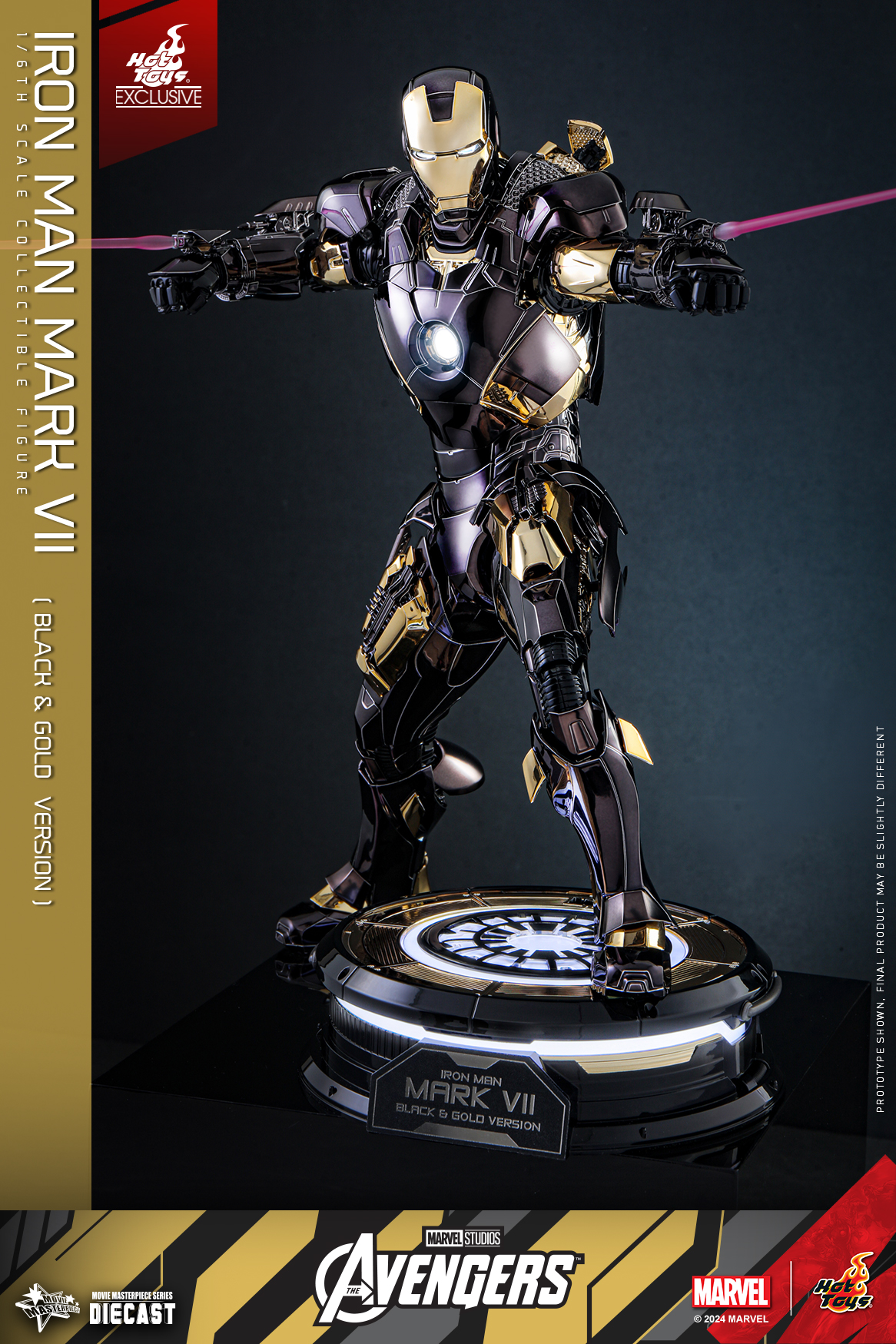 新闻资讯hottoys复仇者联盟钢铁侠mark7黑金电镀色版16合金人偶