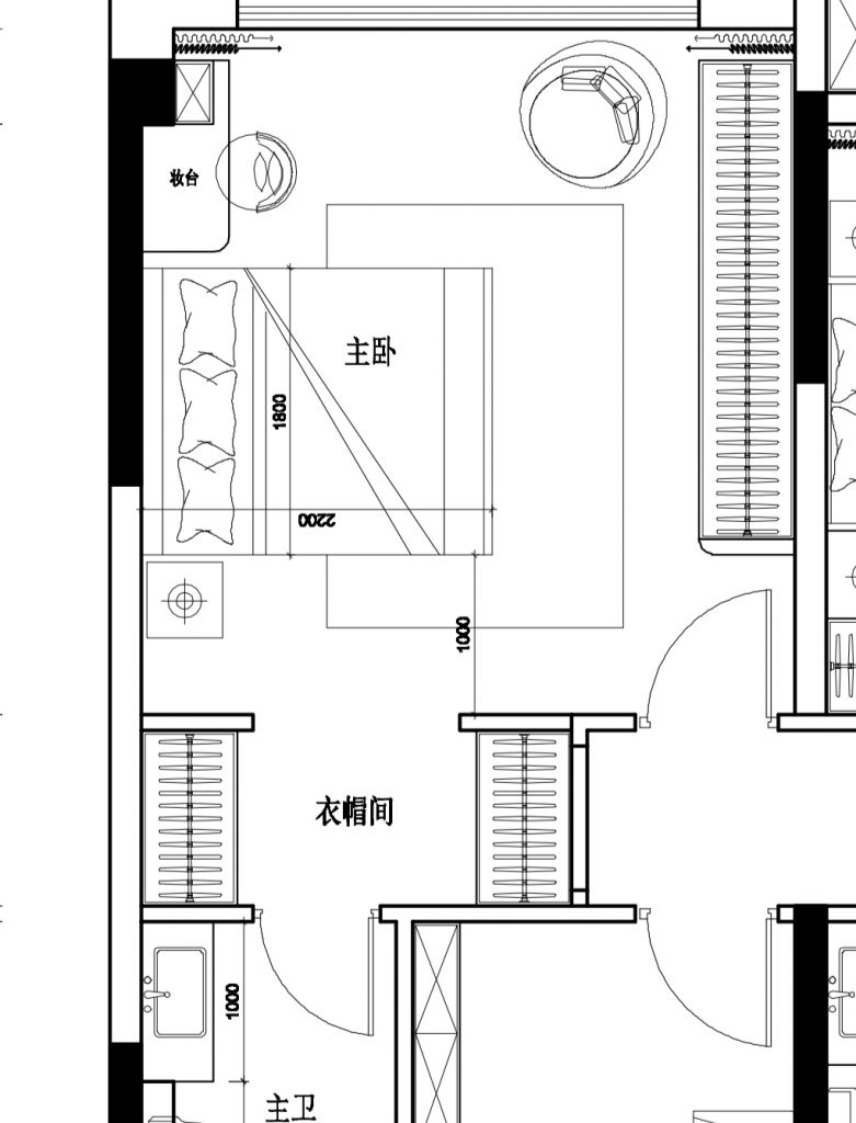 主卧平面图手绘图片