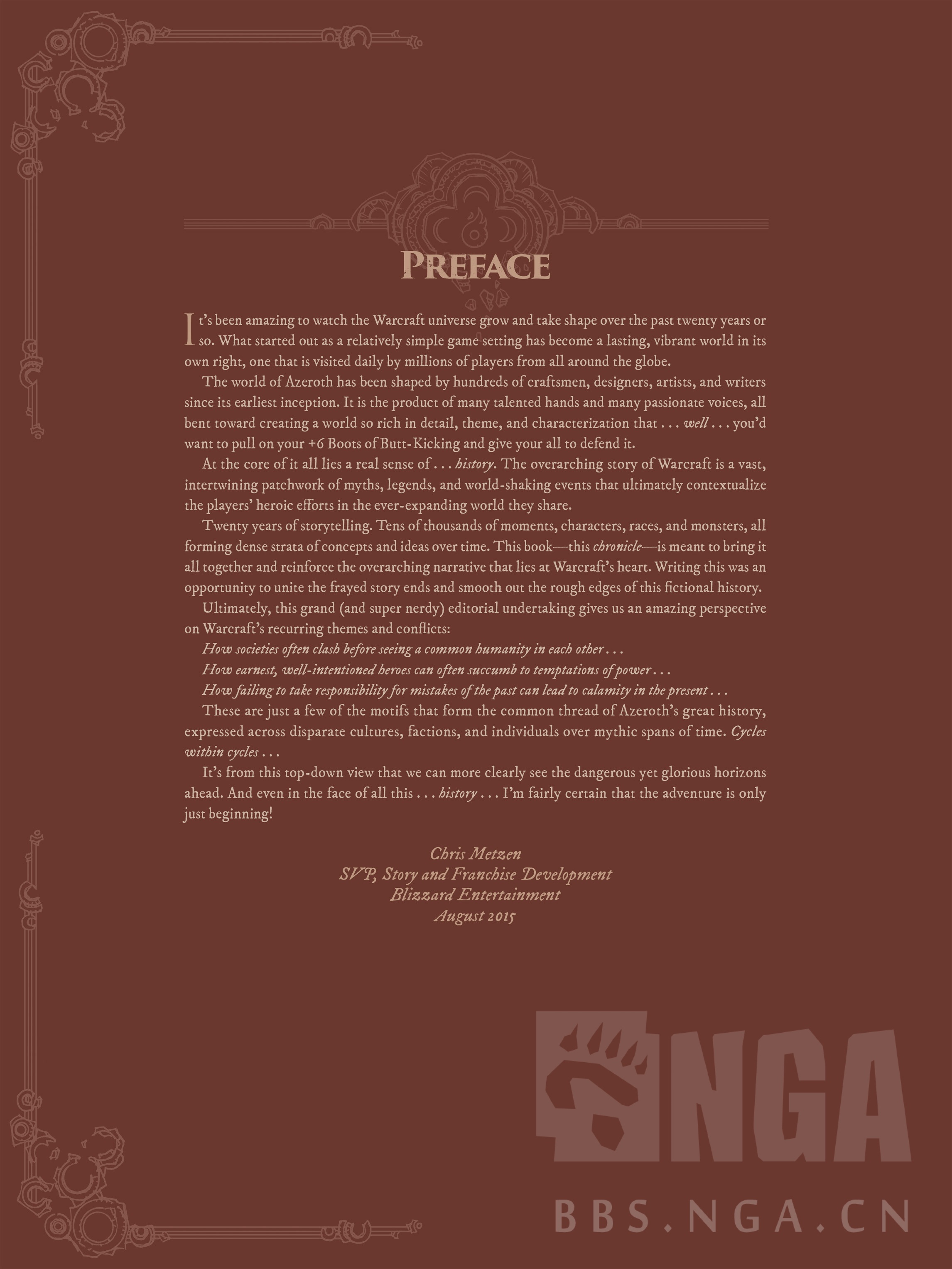 关于英文版编年史的参与人员和前言NGA玩家社区