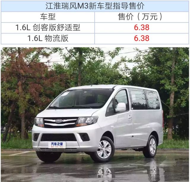 江淮瑞风m3两款新车型上市 售6.38万元