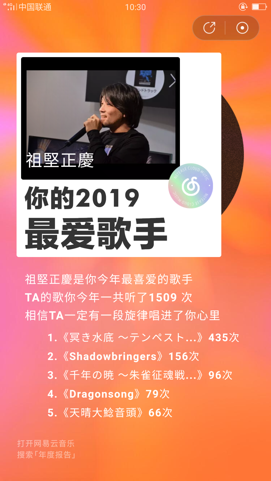 各位网易云今年年度总结有祖坚正庆的哪些曲子呢 Nga玩家社区