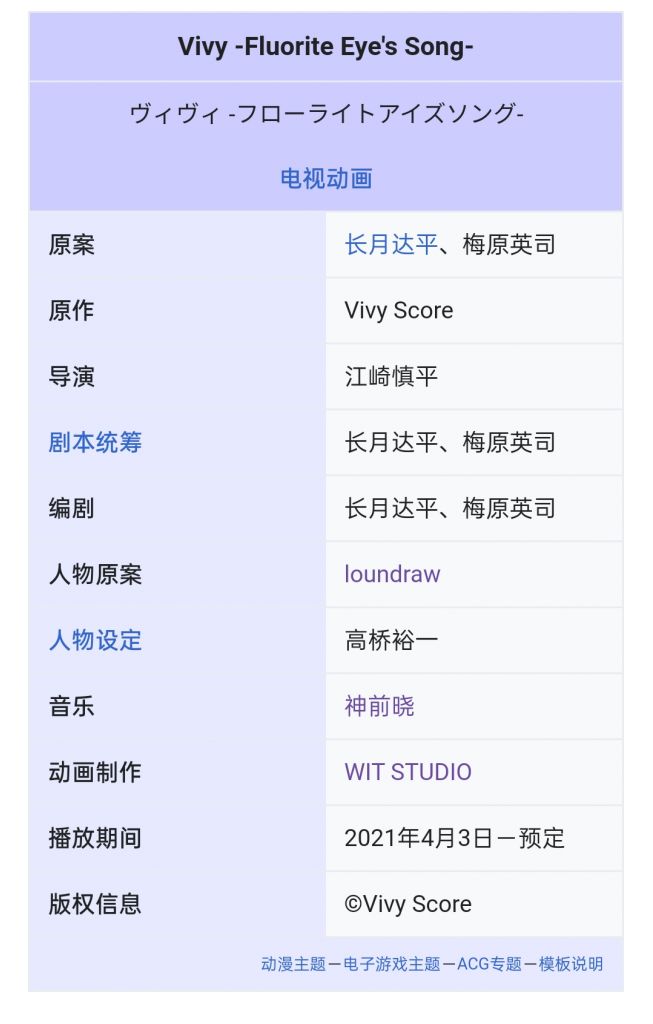 小报 江崎慎平 长月达平 梅原英司 神前晓 Wit Studio Vivy Flouorite Eye S Song Staff正式公布主演 种崎敦美 福山润nga玩家社区