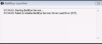 Ошибка battleye driver load error 577