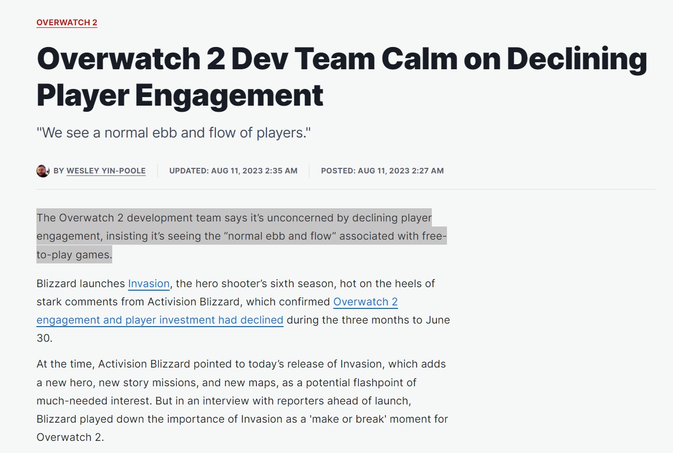 Overwatch 2 Dev Team Calm on Declining Player Engagement - IGN