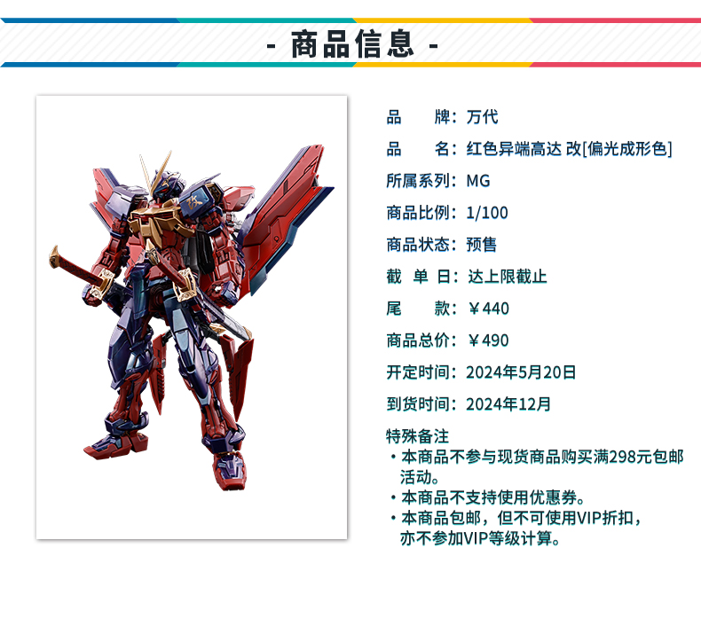 新闻资讯] 中国限定MG 1/100 红色异端高达改[偏光成形色] NGA