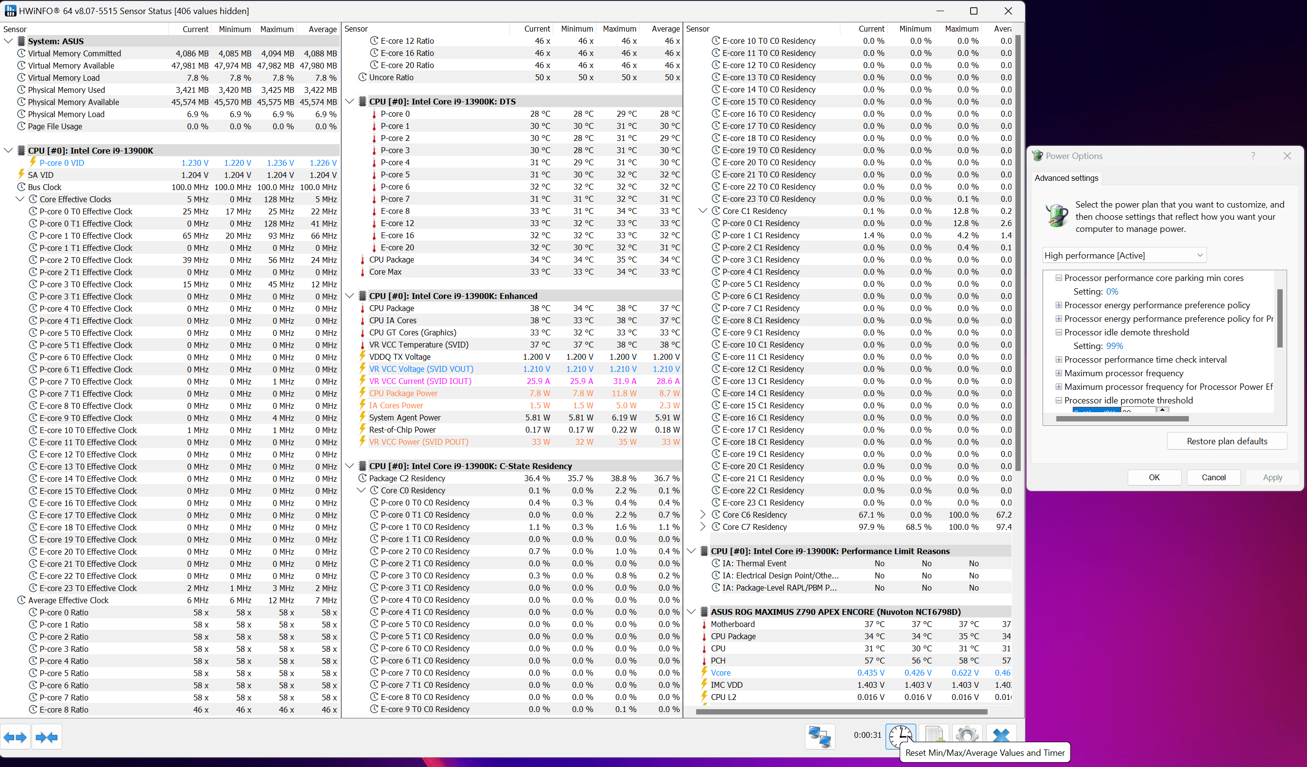 测试13代CPU核心C-state对预测电流以及对应ACLL升压量的影响 178