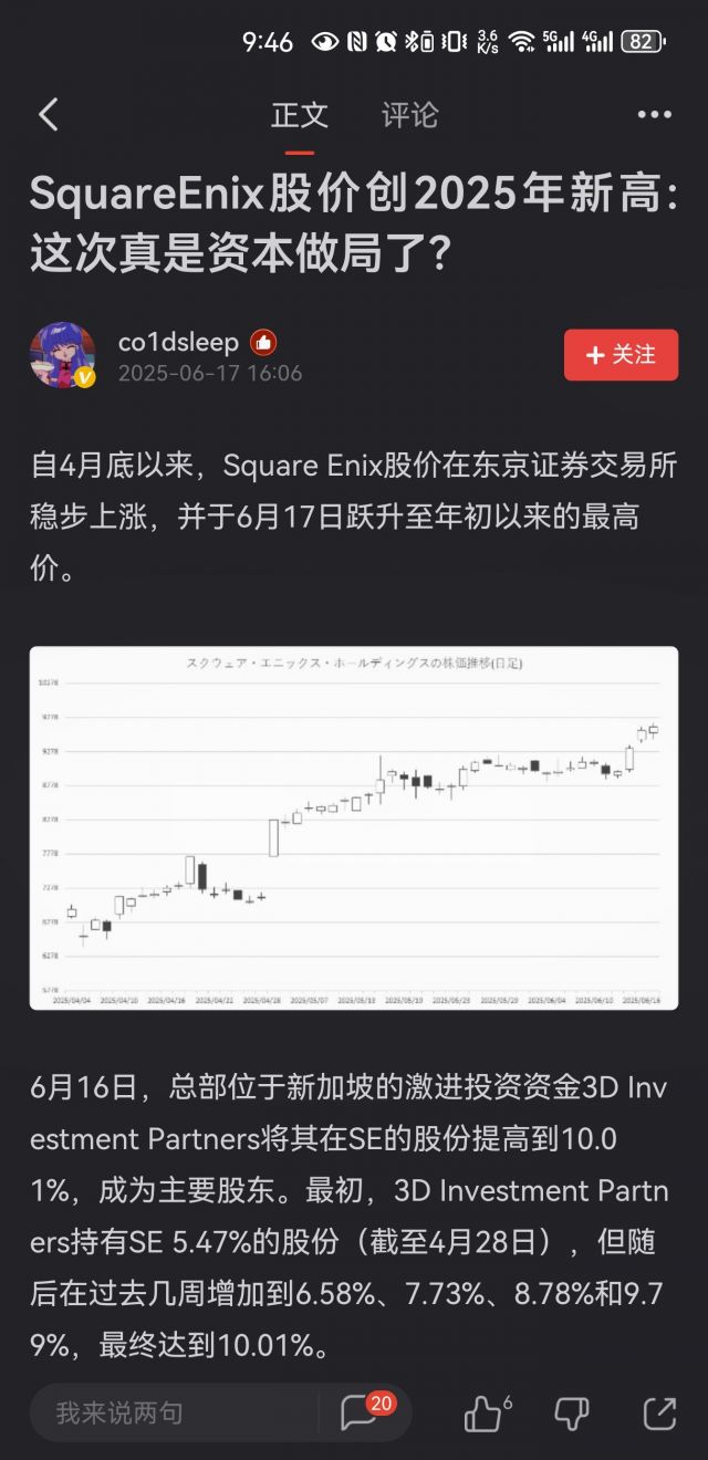 氵一贴] Square Enix股价突破1万日元，在过去一年内上涨超过120% NGA玩家社区